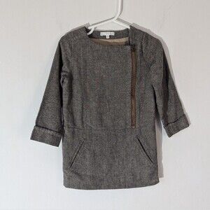 Chloe Brown Assymetrical Zipper Long Sleeve Dress 2T